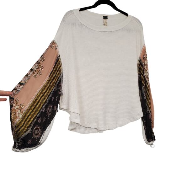 We The Free Tops - We The Free People Blossom Thermal Patchwork Boho Balloon Sleeve Oversized Small